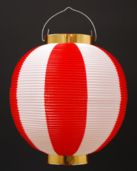 祭り用品　尺丸ポリ提灯（赤/白）